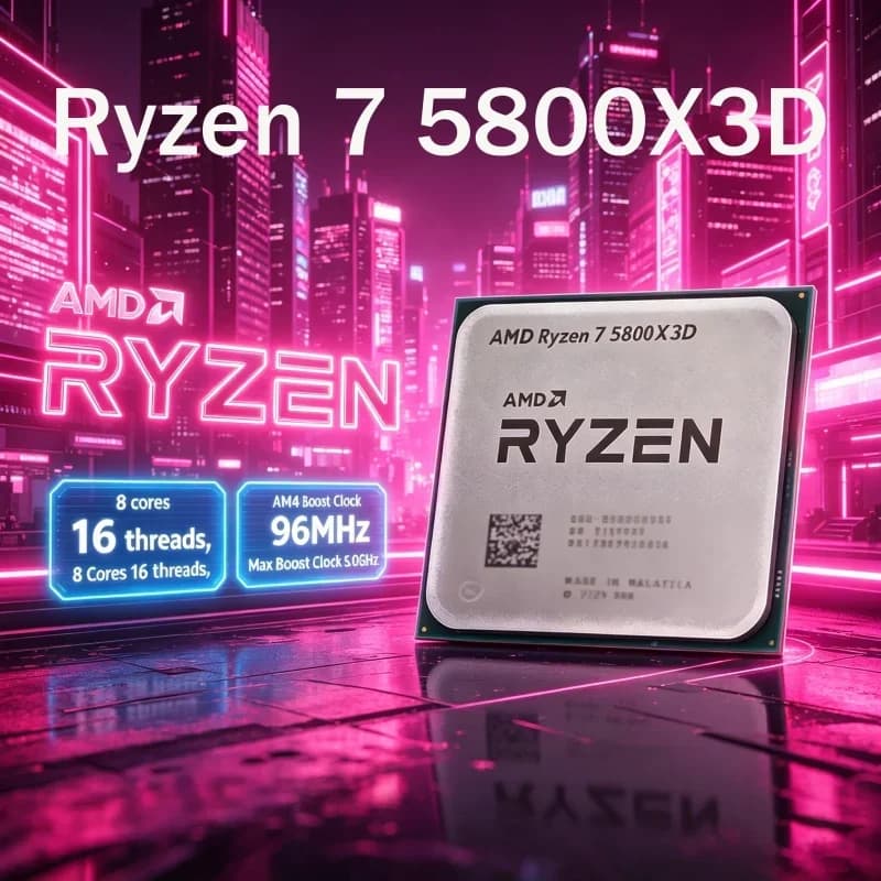 AMD Ryzen 7 5800X3D Tray Processor No Cooler 8 Core 16 Thread Up to 4.5GHz AM4 Socket 96MB 3D V Cache DDR4 PCIe 4.0