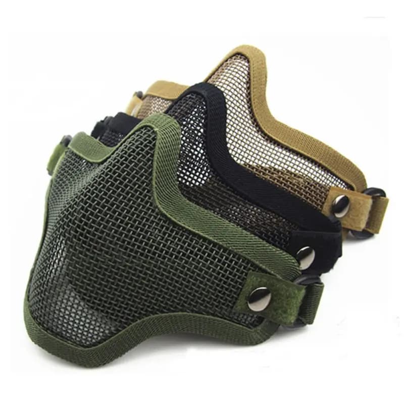 1PC Tattico Protettivo Greve Paintball Maglia Camouflage Protettivo Caccia Airsoft Acciaio Maglia Metallica Mezza Maschera