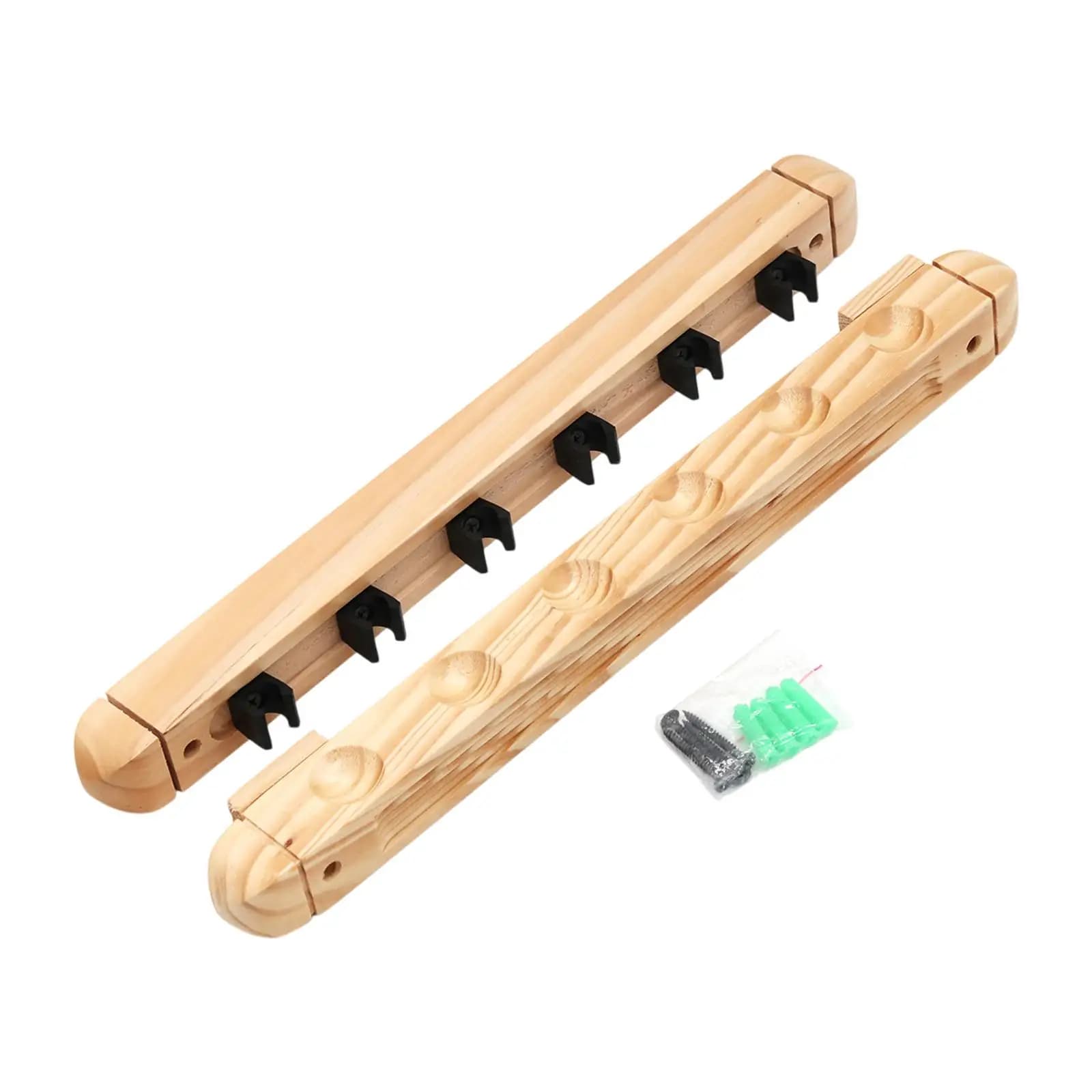Adjustable Wall Mounted Pool Cue Rack Wooden 2 Piece Cue Holder Heavy Duty Organizer for Billiard Table Accessories