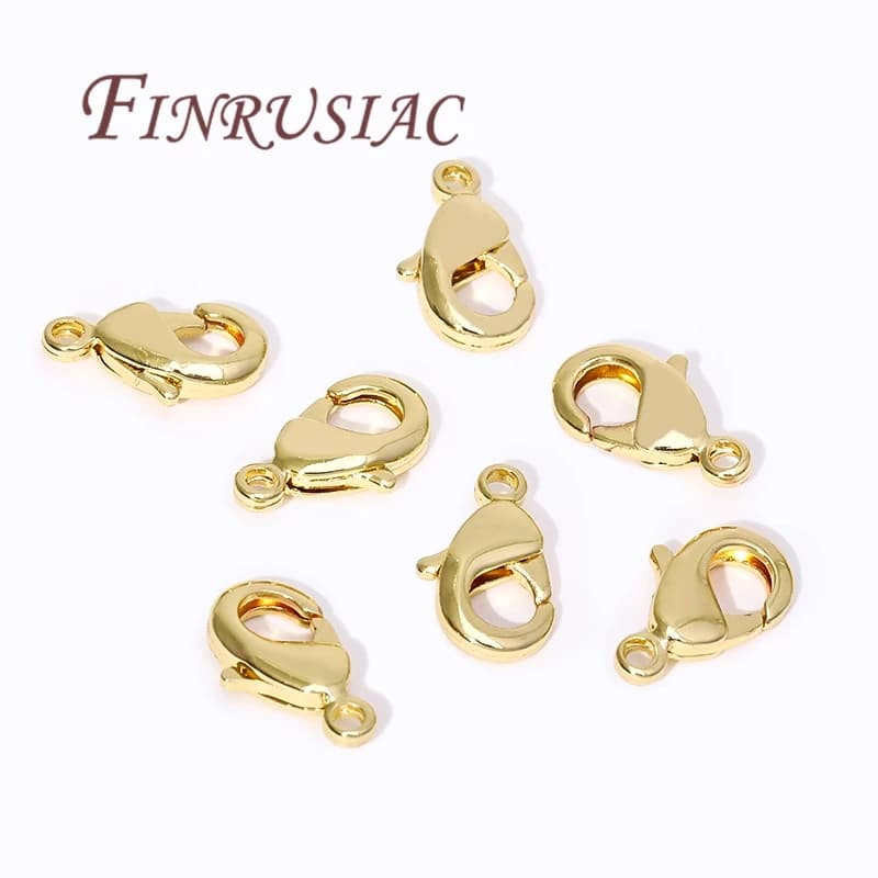 18K gold plated snap hooks for bracelets, jewelry spring closures, accessories for creating DIY jewellery, connectors and accessories for closures.