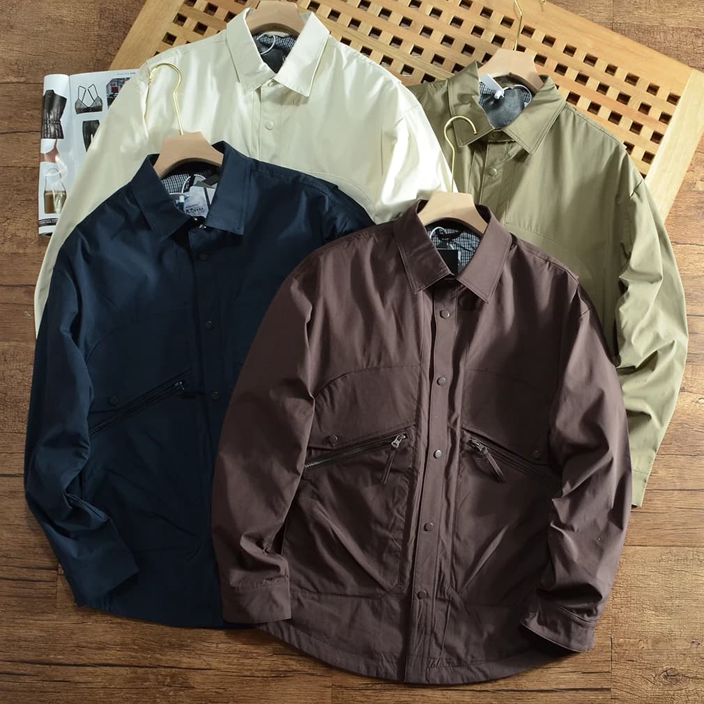 American Workwear style! High range! Men's casual jacket with collar in solid color for autumn, versatile and elegant