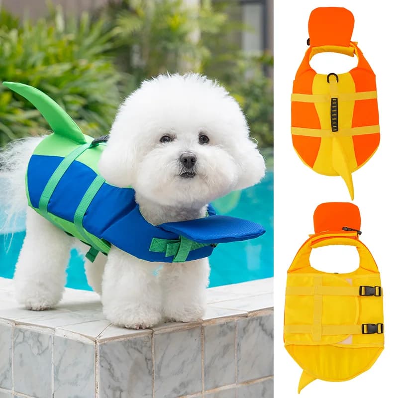 Giubbotto di salvataggio per cani, regolabile, per nuoto, surf, drifting, con coda.