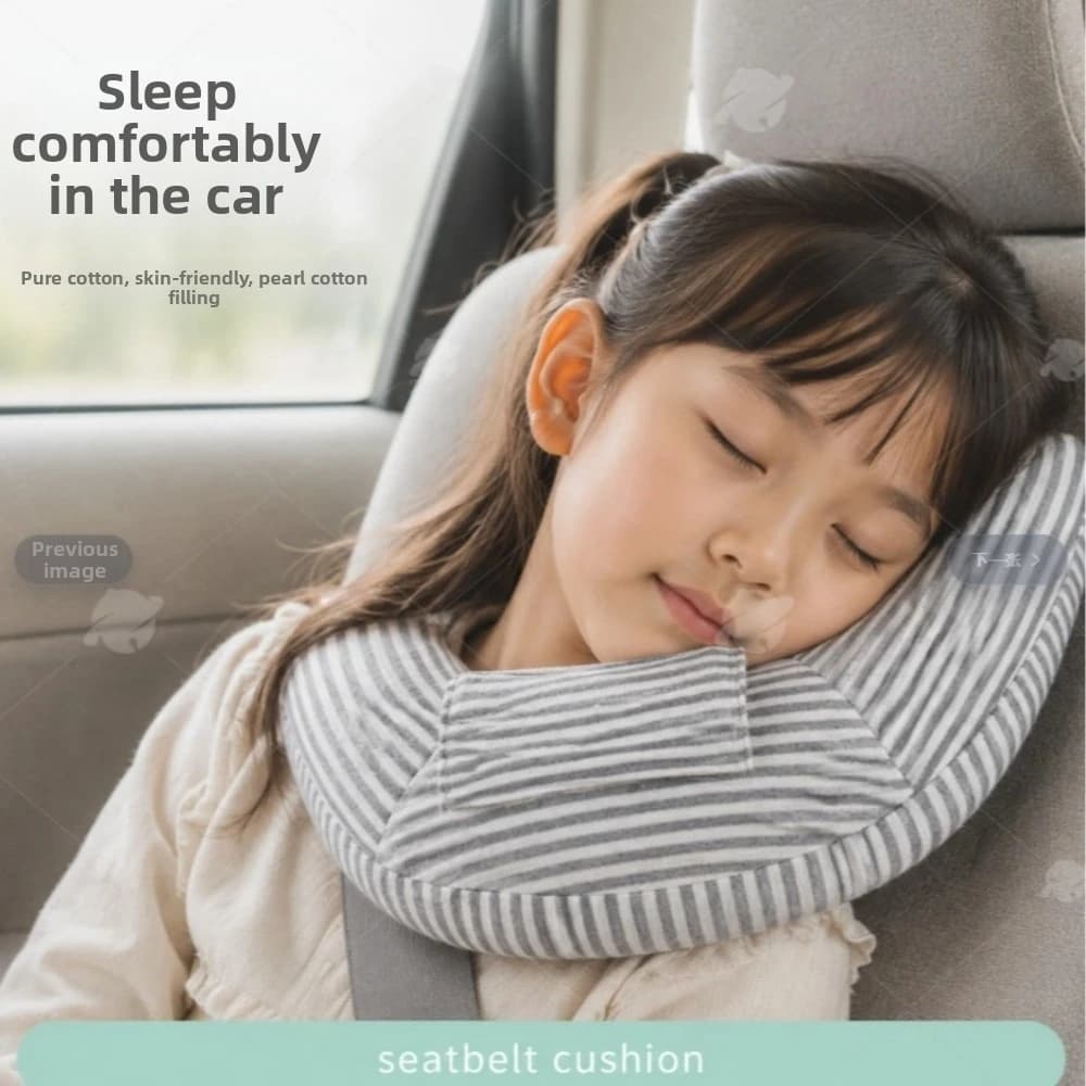 Two-In-One Design Neck Support Pillow Adjustable Stickable Car Seat Belt Pillow Multi-Functional Breathable Travel Head Rest