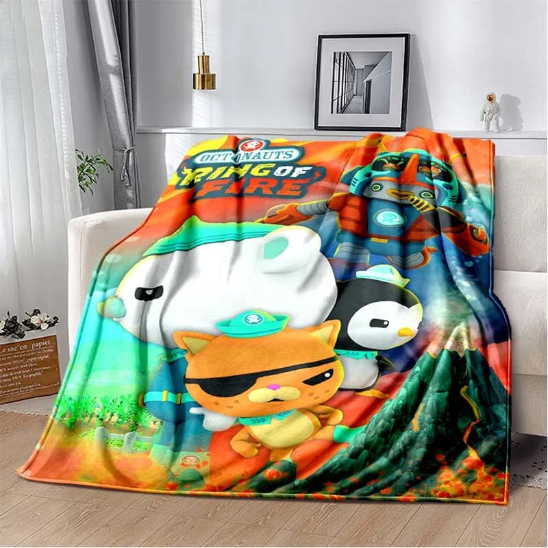 Octonauts Cartoon Print Flannel Blanket Cozy Warm Throw Bedroom Sofa Birthday Present Indoor Home Lounge Soft Bedding Decor