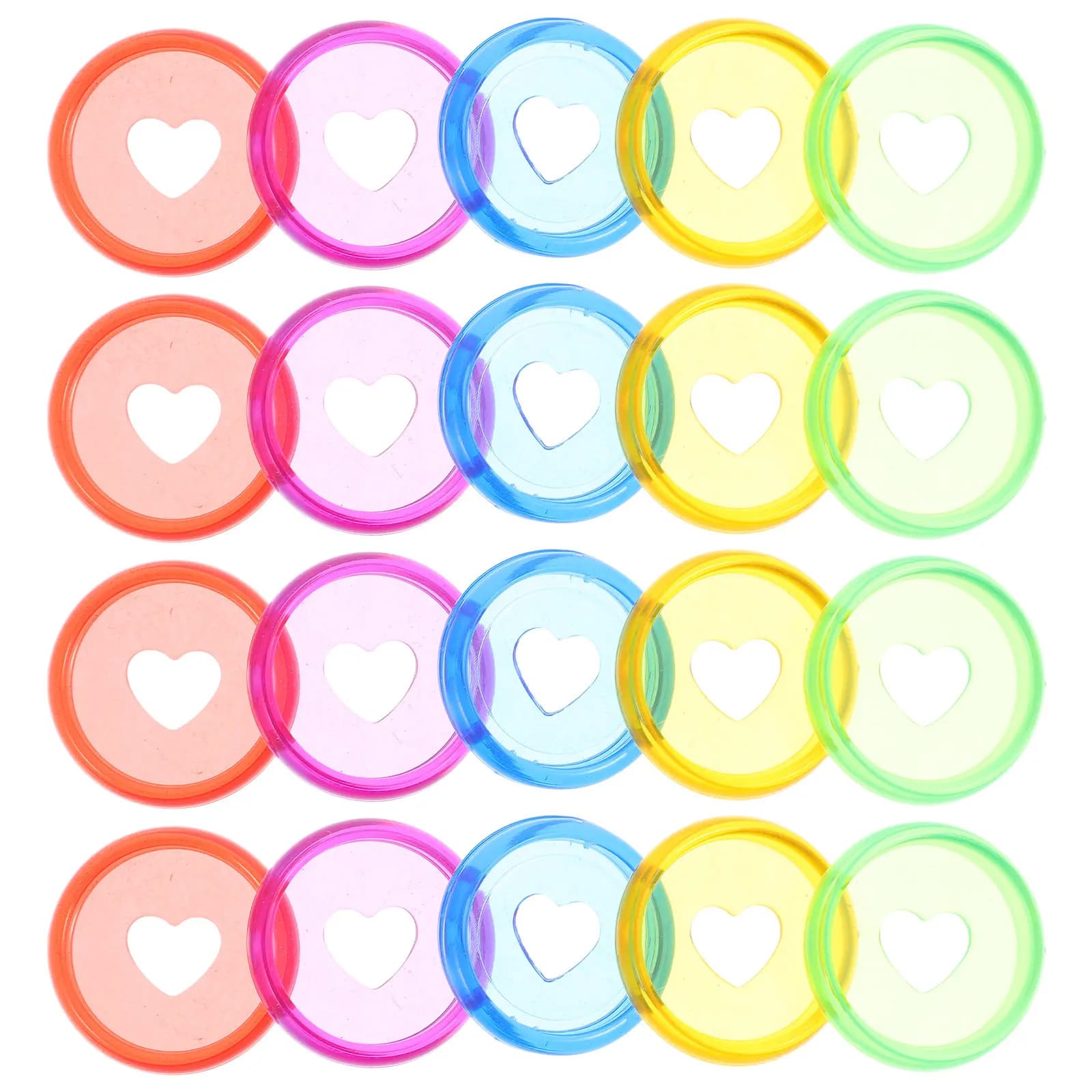 25 Pezzi Dischi di Rilegatura a Fogli Mobili in Plastica ABS Colorati a Forma di Cuore, Fibbie Discbound per Quaderni, Agende e Forniture per Ufficio