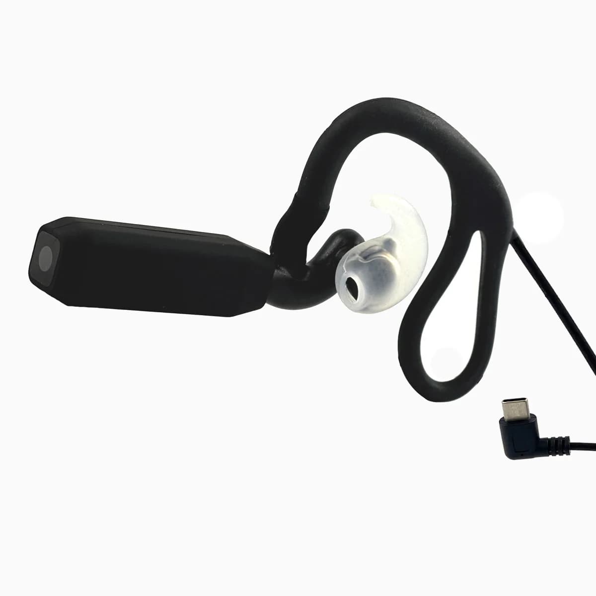 Webcam wearable on the head mounted on the ear with integrated microphone USB-C P sensor WDR 1080 UVC Standrad protocol