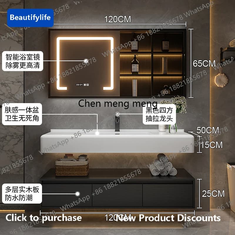 b567 Mobiletto da Bagno Integrato con Specchio, Porta Asciugacapelli, Contenitore per Trucchi, Mobiletto Bagno per Ragazze, Accessori per Casa