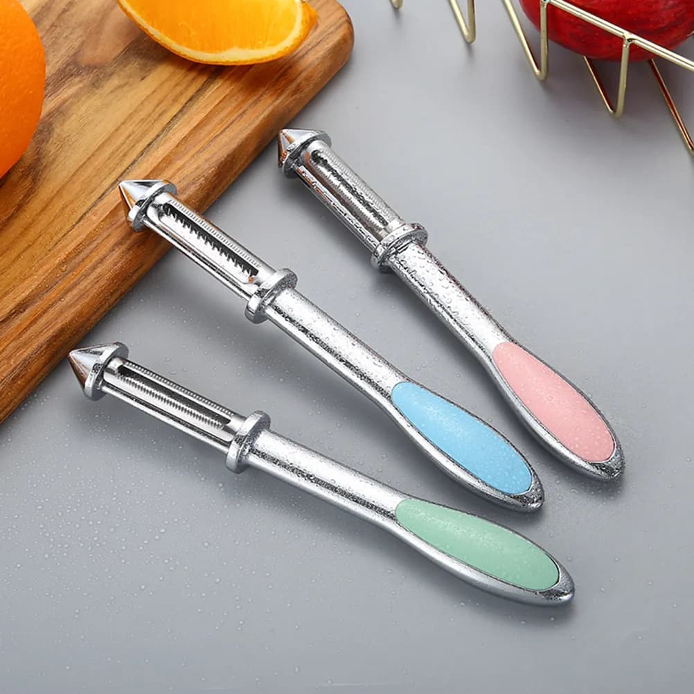 Pelapatate in Lega di Zinco Multifunzione, Gadget da Cucina con Manico Ergonomico, Coltello per Pelatura Rapida di Verdure, Grattugia per Patate e Carote