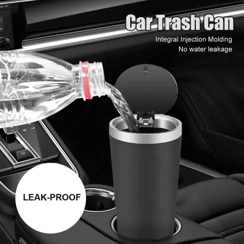 Posacenere per bidone della spazzatura automatico Portabicchieri per auto a prova di perdite Pattumiera con coperchio Scatola di immagazzinaggio Secchio Accessorio impermeabile