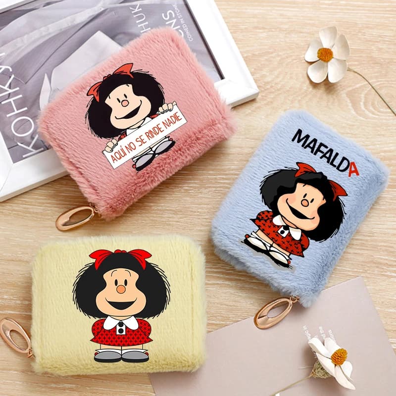 Portamonete MAFALDA con cerniera, mini borsa per monete e chiavi, portamonete a forma di cartone animato, portamonete semplice per uomo e donna, piccolo portafoglio, regalo di compleanno.
