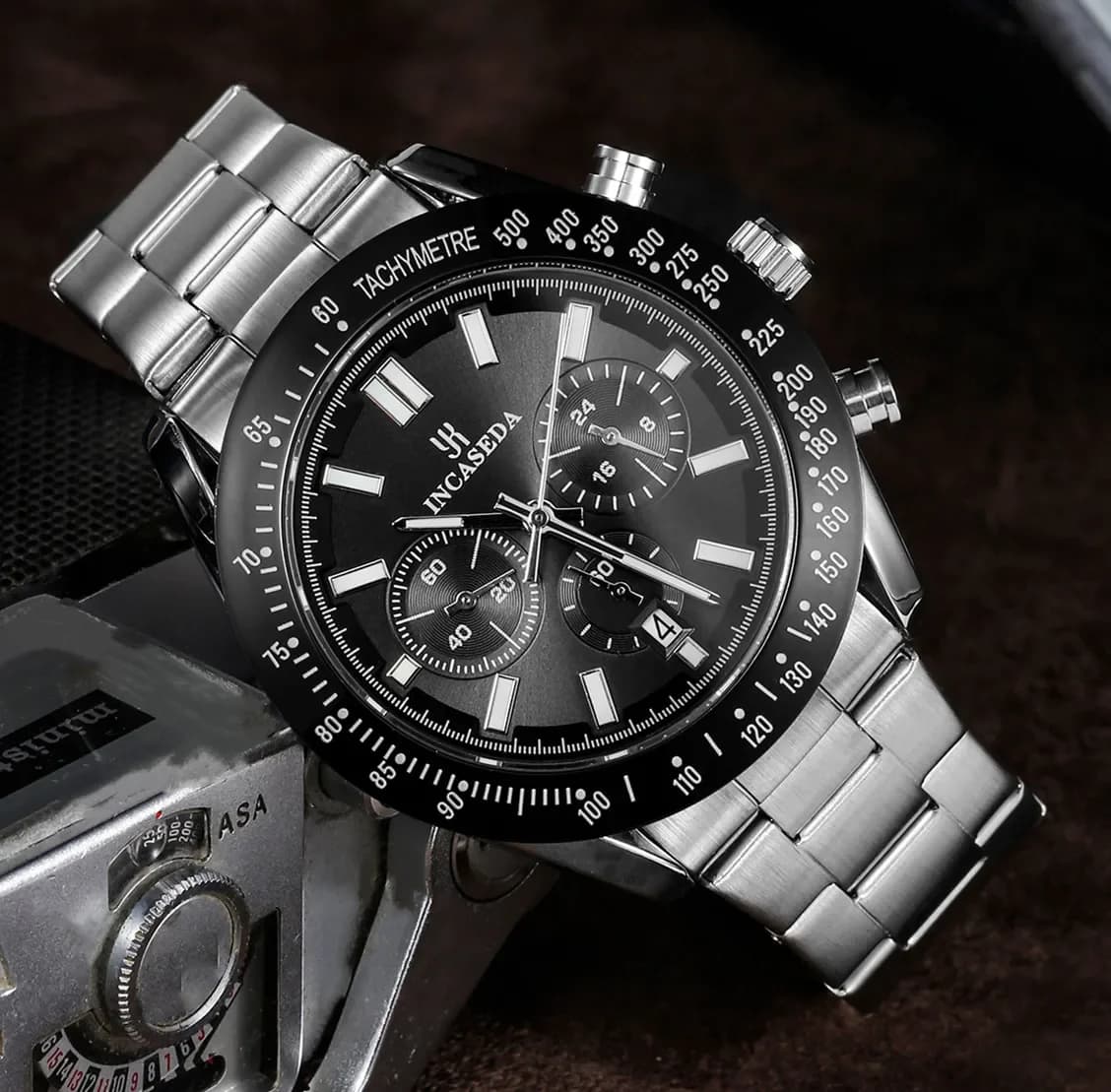 INCASEDA Orologio militare di lusso da uomo Cronografo da uomo con data luminosa impermeabile Orologio sportivo da uomo al quarzo