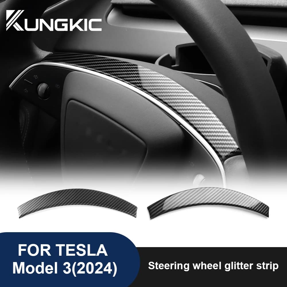 Steering wheel frame cover for Tesla Model 3 Highland 2024 2025 2026 Polished matt carbon fiber ABS Interior accessories