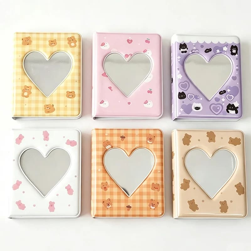 1pc Cute Bear Photo Album 3 Inch Love Heart Hollow Picture Storage Case Kpop Card Binder Name Card Book Photocard Holder