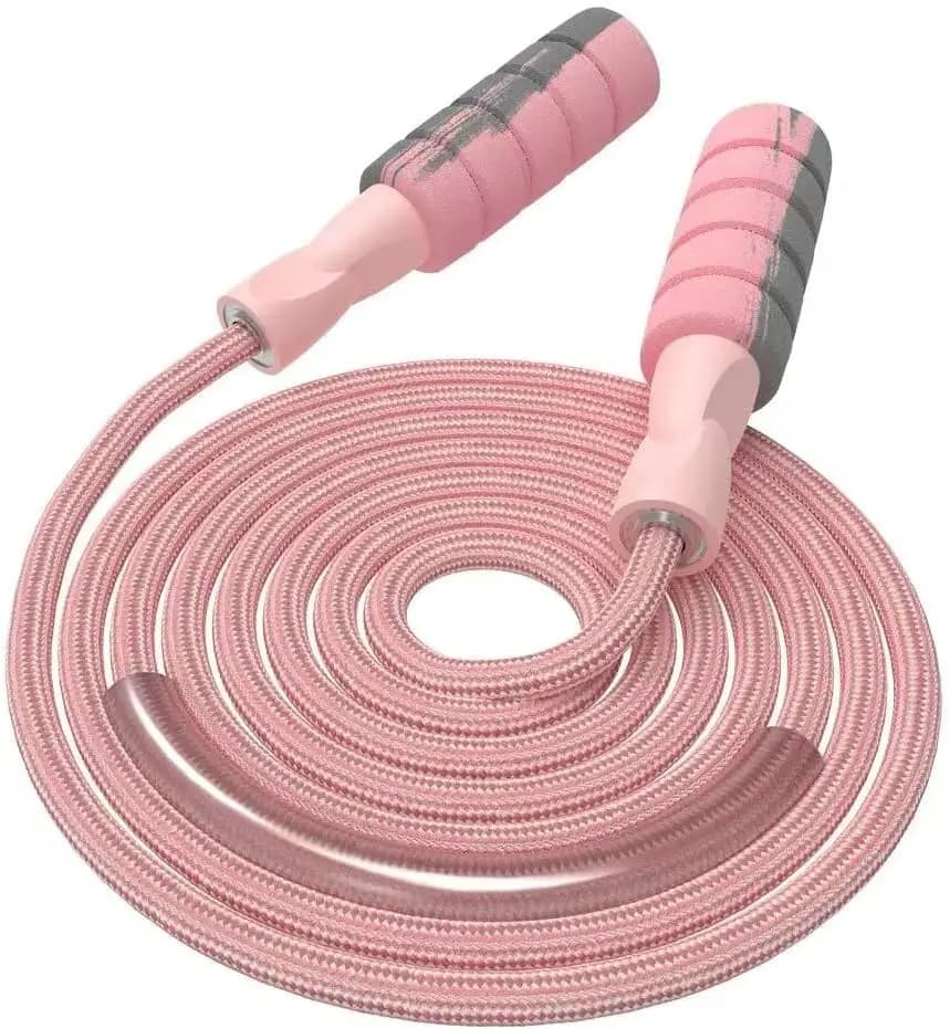 Corda per saltare regolabile in cotone per donne, adulti e bambini, rosa