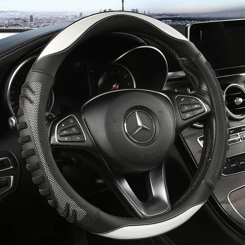 Coprivolante per auto tridimensionale a nido d'ape Coprivolante in pelle resistente con fodera antiscivolo universale da 14,5-15 pollici