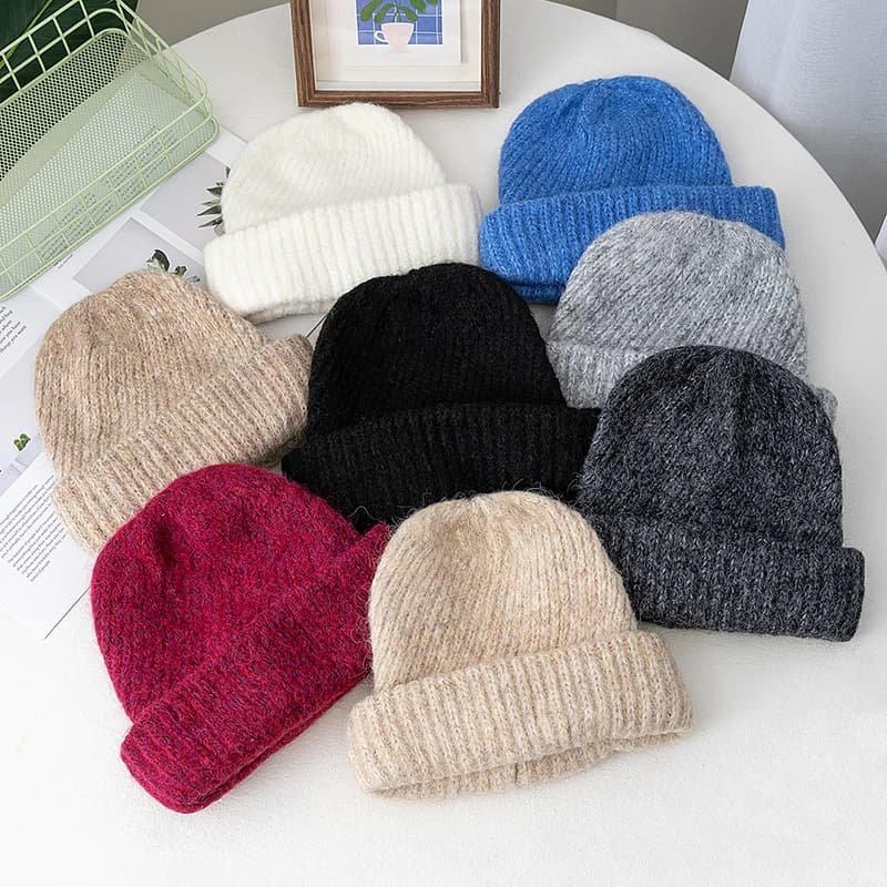 Nuovo stile inverno caldo tinta unita slouchy cappelli invernali berretto Y2k berretto caldo per le donne berretto invernale all'aperto lavorato a maglia cappelli da ragazza