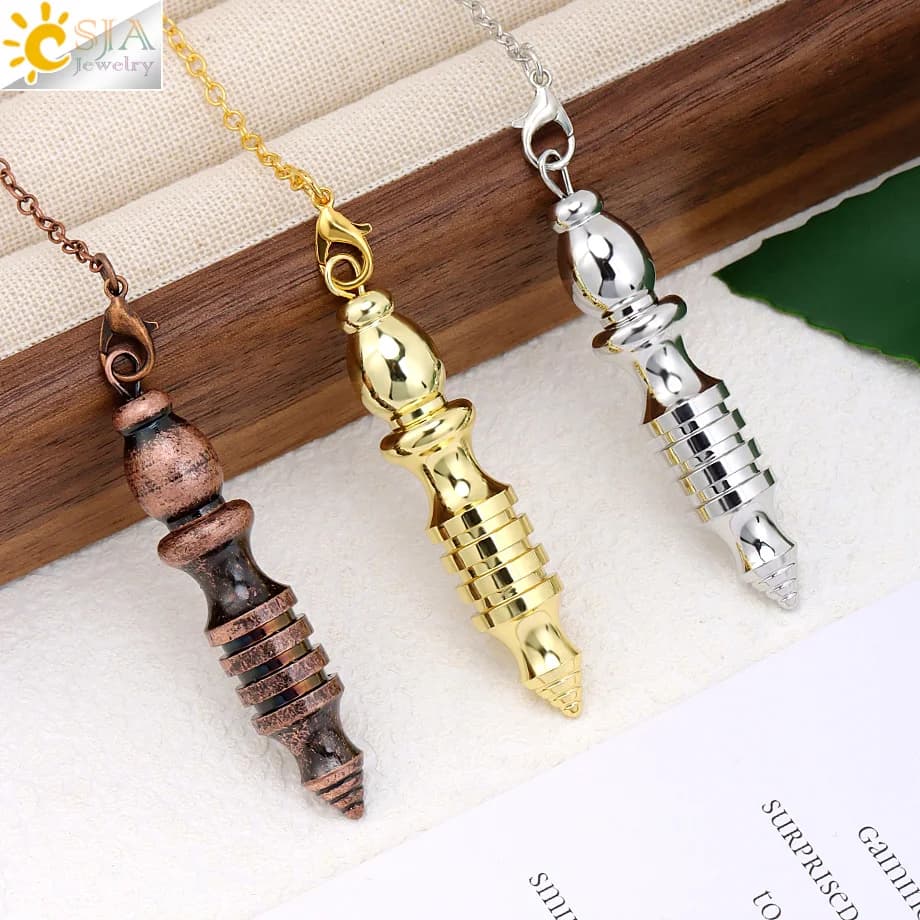 CSJA Copper Brass Metal Pendant Pendulum for Dowsing Pendule Pendulo Divination Energy Work Meditation Women Men Amulet H839