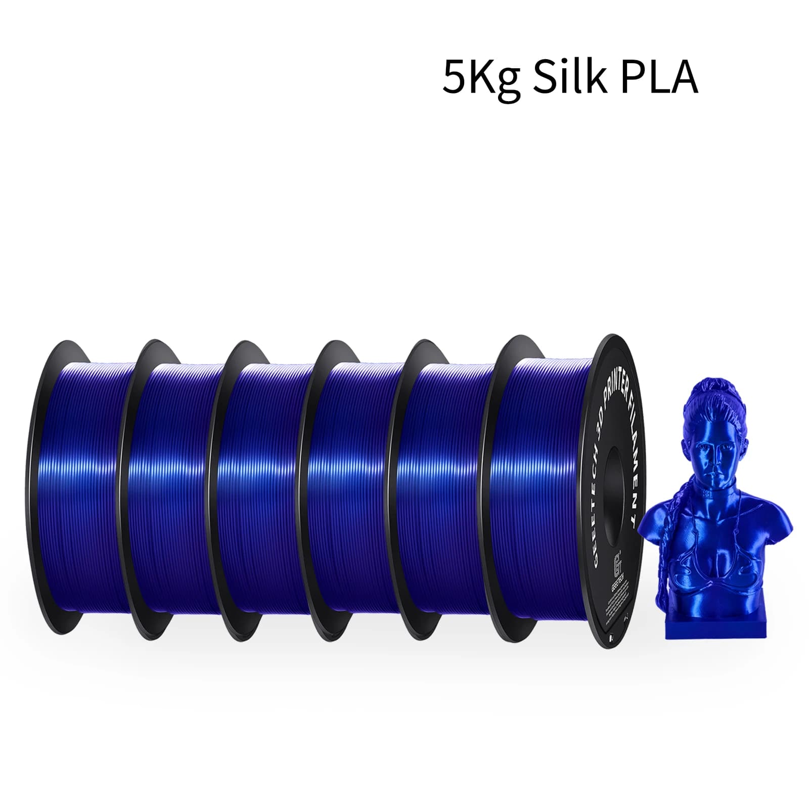 GEEETECH Filamento PLA di seta 3D da 5 kg Superficie lucida da 1,75 mm Accurità dimensionale avvolta ordinata / Confezione sottovuoto da 0,02 mm