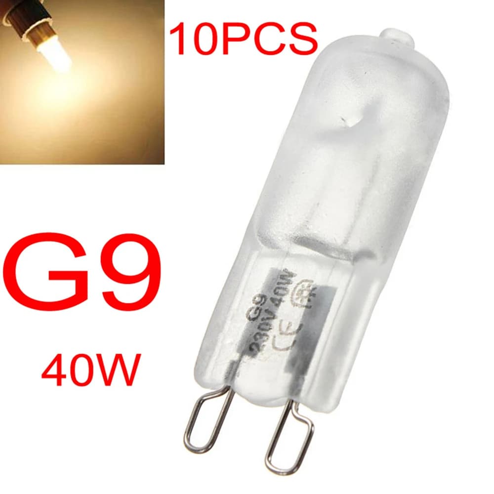 10 pz/lotto G9 220-240 V 40 W Portatile Bianco Caldo Lampadina Alogena Lampada 3000-3500 K Globo 230 V Capsula Lampadine Trasparenti