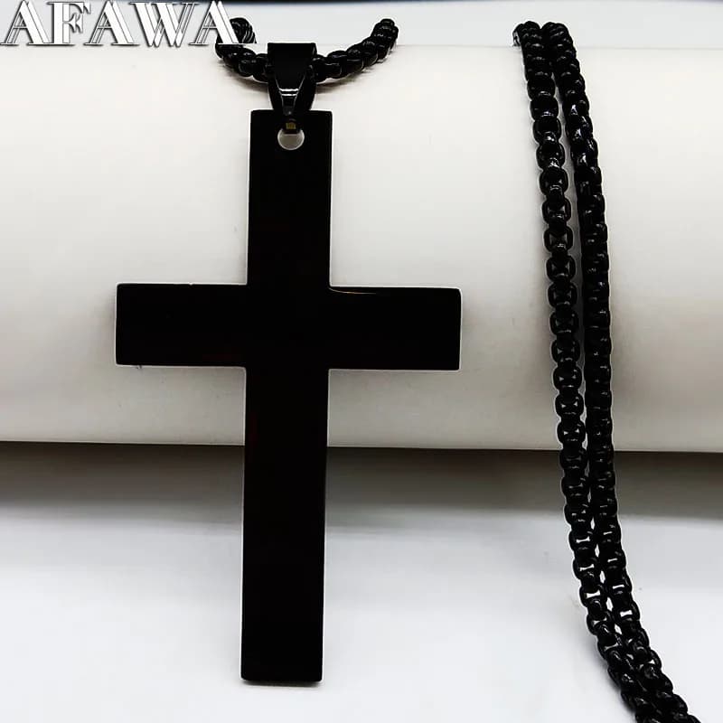 2024 Moda Croce Collana a catena in acciaio inossidabile per uomo Colore nero Collane Pendenti Jewerly colar masculino NEE42-2S02