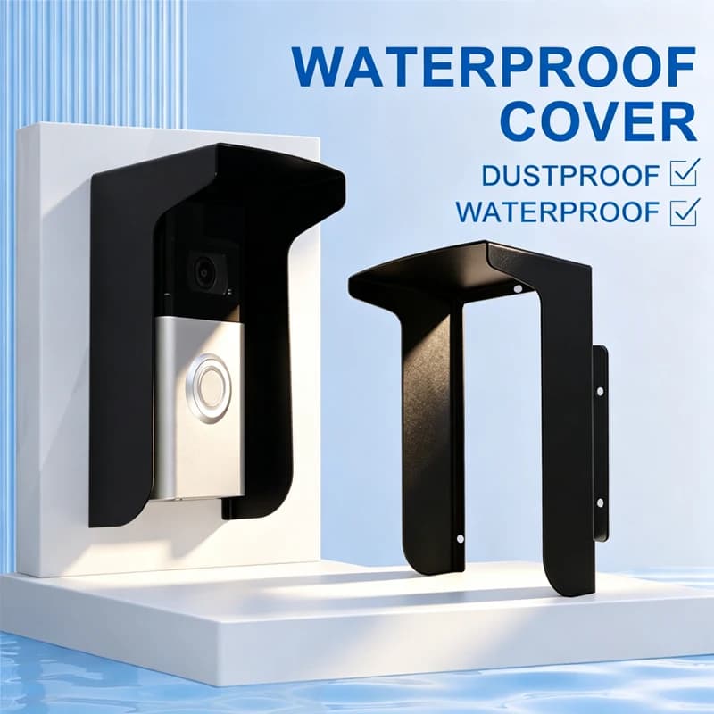 Outdoor Black Doorbell Rain Anti-Glare Cover, Steel Weather-Blocking Camera Cover Glare Sun Shade Protection for Most Video Door