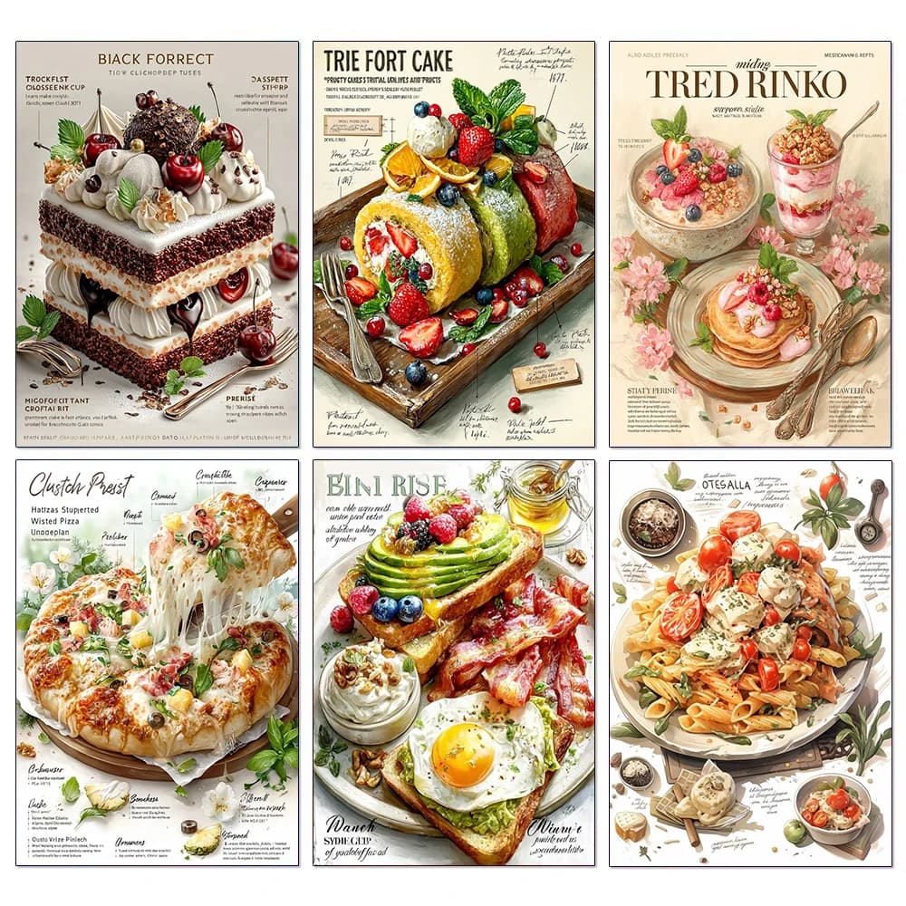 Nuovo 2026 Diamond Painting a tema Cibo Delizioso: Gelato e Torta, Mosaico di Diamanti Completo (Quadrati e Rotondi), Ricamo Fai da Te per Decorazione Cucina e Casa, Regalo