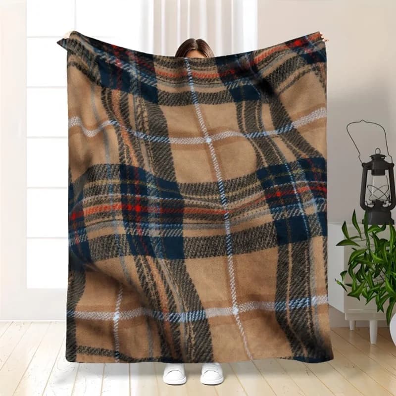 Coperta classica in flanella scozzese - Copriletto morbido quattro stagioni adatto per divani letto o - Comodo regalo con motivo scozzese scozzese