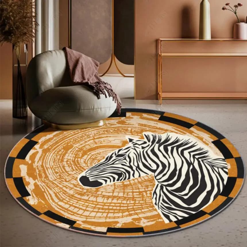 Tappeto moderno con stampa leopardata tigre zebrata per la decorazione del soggiorno camera da letto tappetino rotondo area tappeto 3D Nordic Home Dywan Tapis