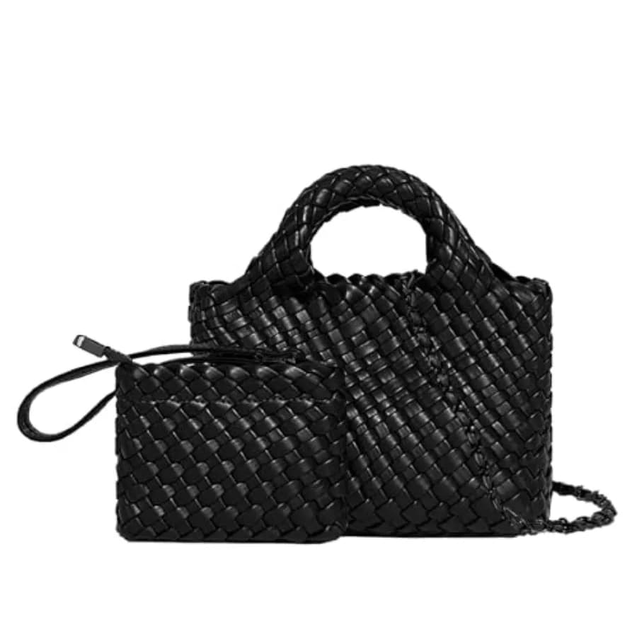 Borsa tote in tessuto da donna con portamonete, pieghevole, con catena, piccola borsa a tracolla, borsa a spalla alla moda, hobo, satchel