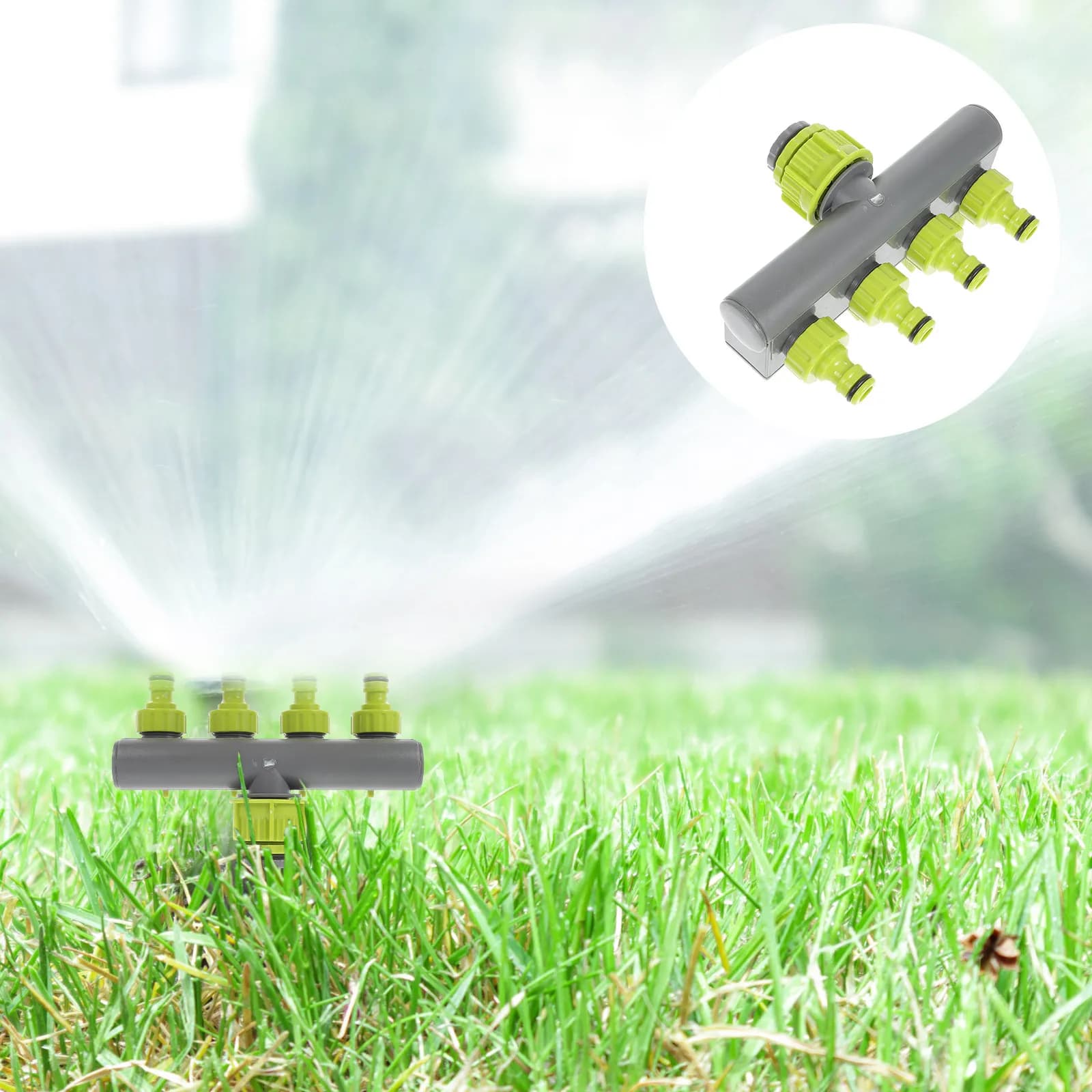 4 Way Hose Splitter ABS Plastic Connector for Garden Hose Faucet Valve Manifold Water Outlet Control 4 Way Y Adapter