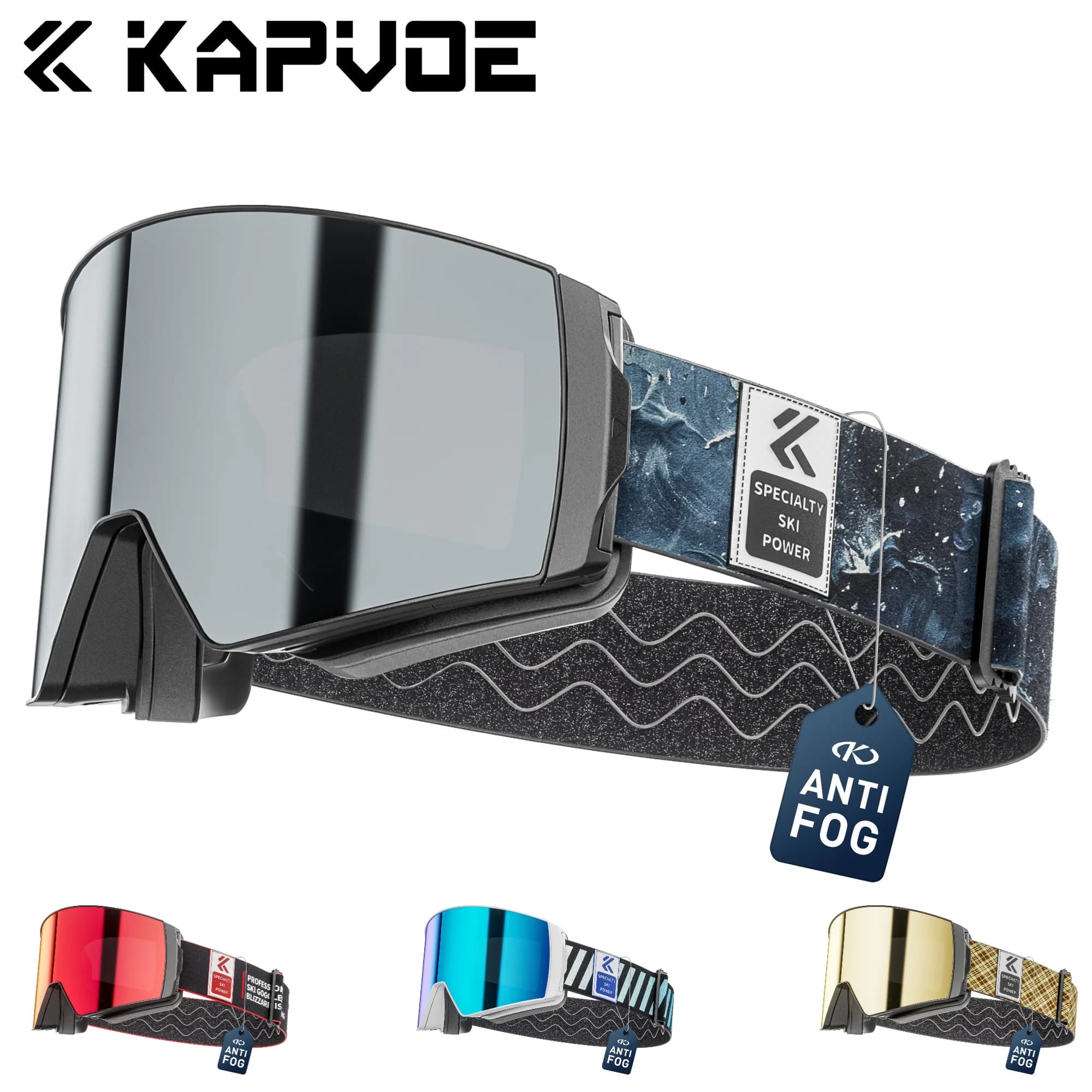 Kapvoe Snow Goggles Men Snowboarding Photochromic Skiing Sunglasses Mask Ski Women Anti-Fog UV400 Protection Snowmobile Glasses