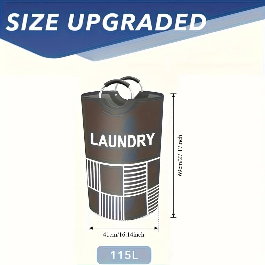 115 litre linen basket, waterproof linen basket in 13 colours, with padded handles, dress basket, foldable supports