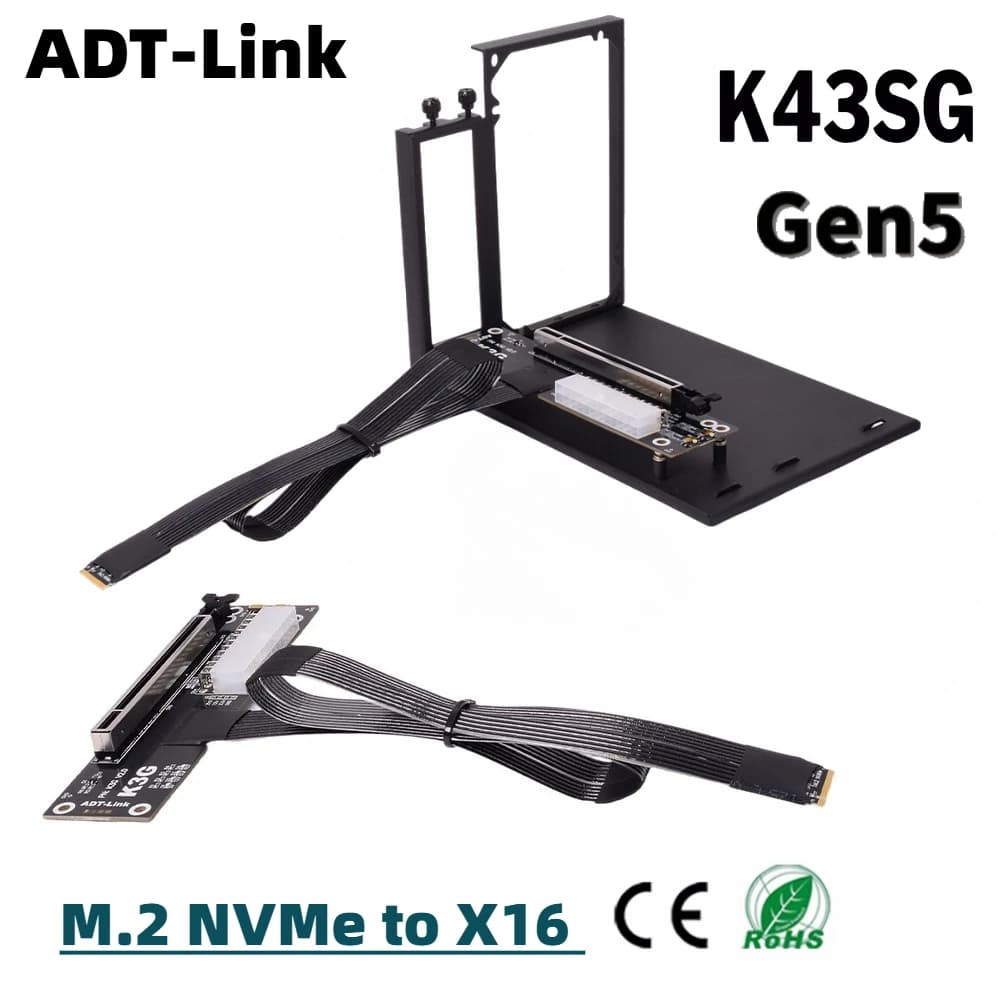 Docking Station ADT K43SG-BK M.2 NVMe a x16 5.0 per GPU, Scheda Grafica Esterna per Laptop GEN5 Compatibile con Nvidia RTX5090 e AMD RX9070xt