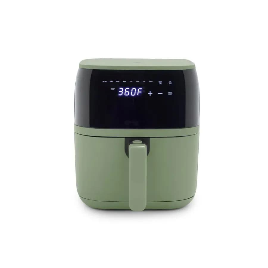 Compact Electric Oven with Air Frying Machine, 5.3 QT, PFAS-Free Ceramic Anti-Agent Drawer, One-Touch 8 Function Digital Display, Easy View Window, Auto S
