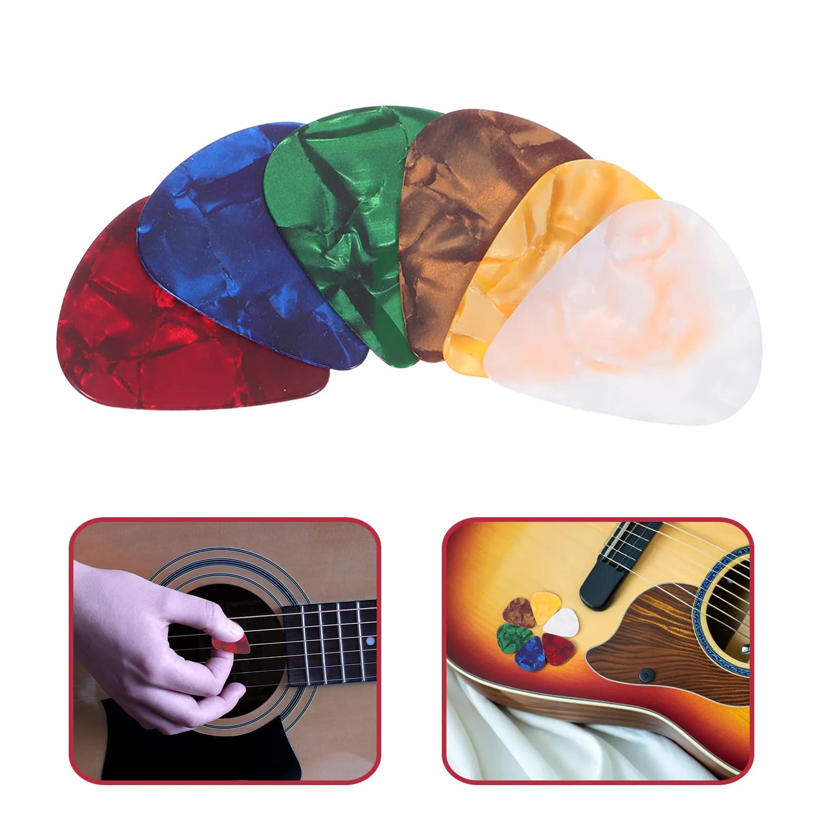 30 Pezzi Plettri in Resina Colorati per Chitarra Elettrica, Plettri per Dita e Pollice per Chitarra Acustica, Basso, Ukulele, per Principianti e Professionisti