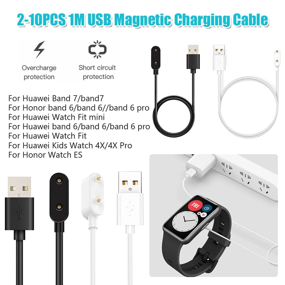 Cavo di ricarica magnetico USB da 1M per Smartwatch, Cavo di ricarica rapida per Huawei Band 7/Honor Band 6/6 Pro, per Huawei Watch Fit/Fit Mini