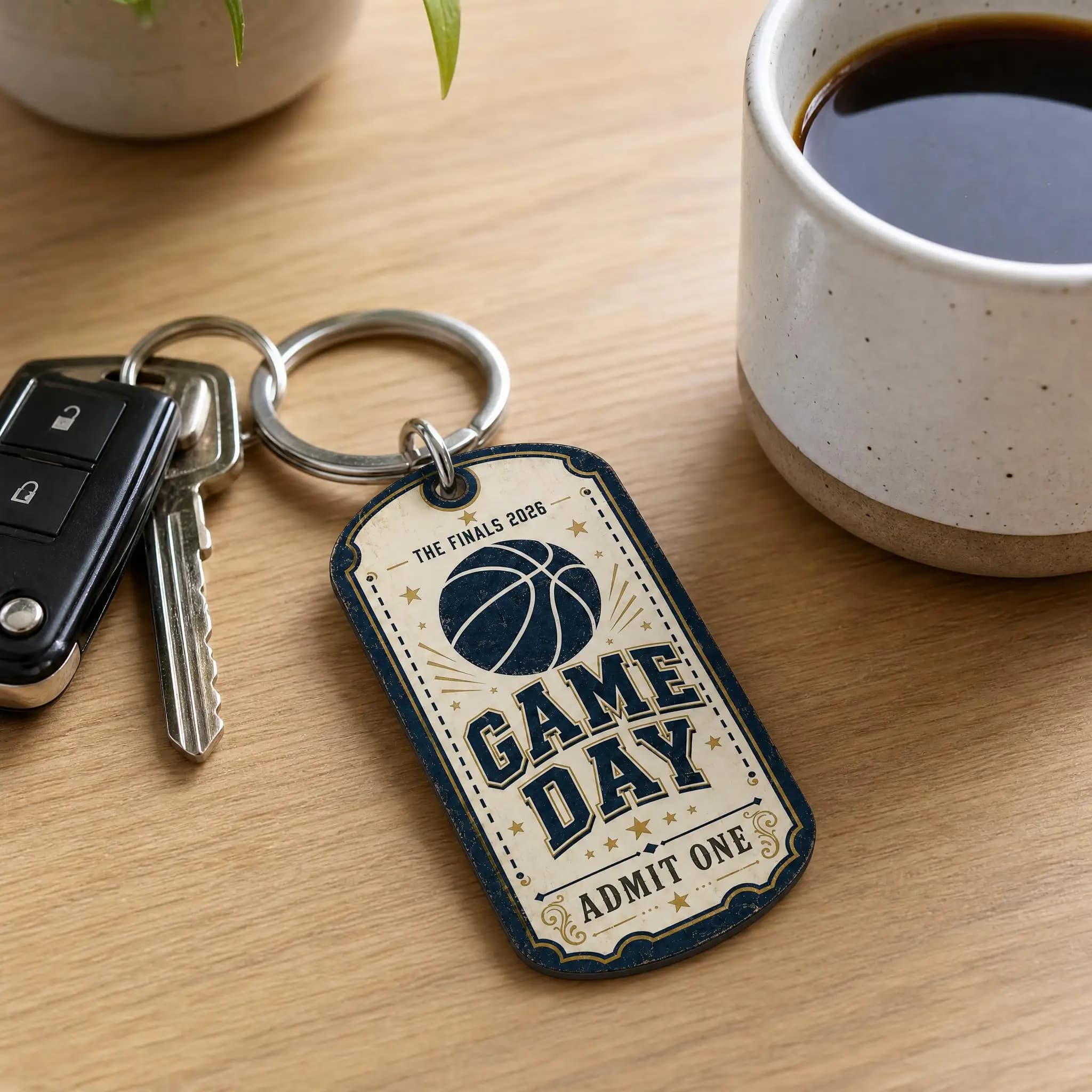 Basketball Game Day Ticket Shaped Keychain Portable Key Ring Sports Fan Merchandise Gift for Basketball Enthusiasts