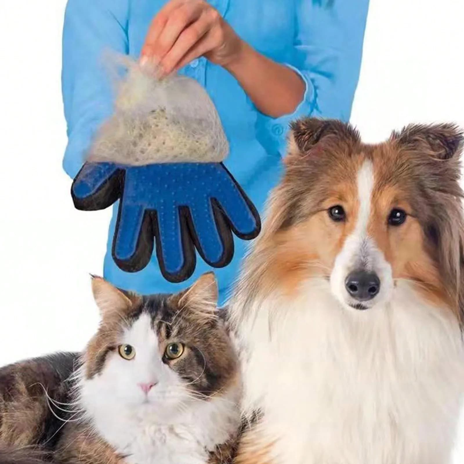 1 spazzola per toelettatura 2 in 1 per animali domestici, adatta per cani e gatti - guanti per la rimozione dei peli, con effetti massaggianti e di toelettatura