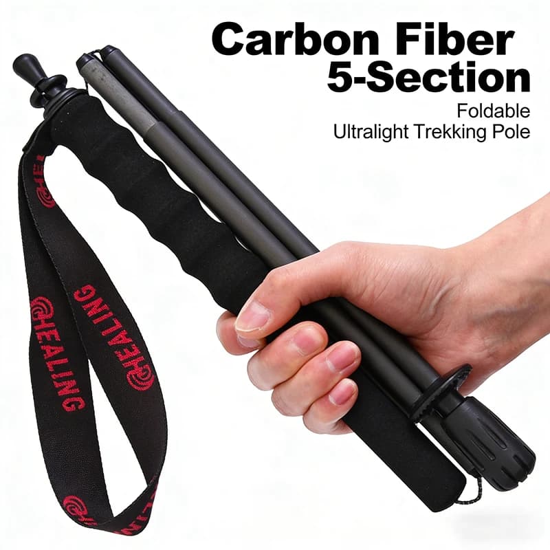 2 Bastoncini da Trekking in Fibra di Carbonio, 115g Ultra-Leggeri, Bastoni da Escursionismo Pieghevoli, Attrezzatura da Viaggio per Outdoor