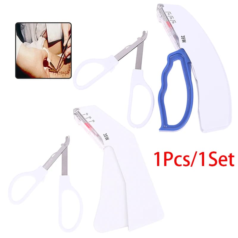 1 pz/1 set pelle medica cucitura cucitura studente dispositivo di pratica chirurgia 35 w tipo tosatrice chirurgica cucitrice per unghie rimozione ago