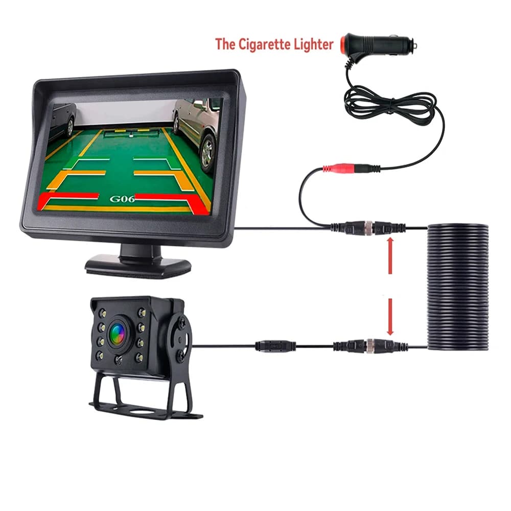 Parcheggio auto retromarcia Backup BUS camion CCD HD telecamera per retromarcia con Monitor schermo HD da 4.3 pollici LED sicurezza parcheggio Bus RV Trailer