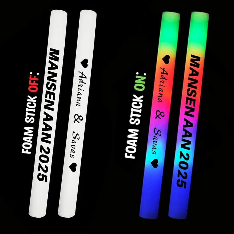 20/30 pezzi personalizzazione bastoncini luminosi a LED personalizza logo bastoncini di schiuma a LED tubo di allegria luce scura compleanno forniture per feste di nozze