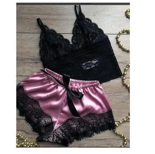 Pigiama da principessa in seta con bretelle, sexy e seducente, completo intimo due pezzi, camicia da notte, abbigliamento per la casa