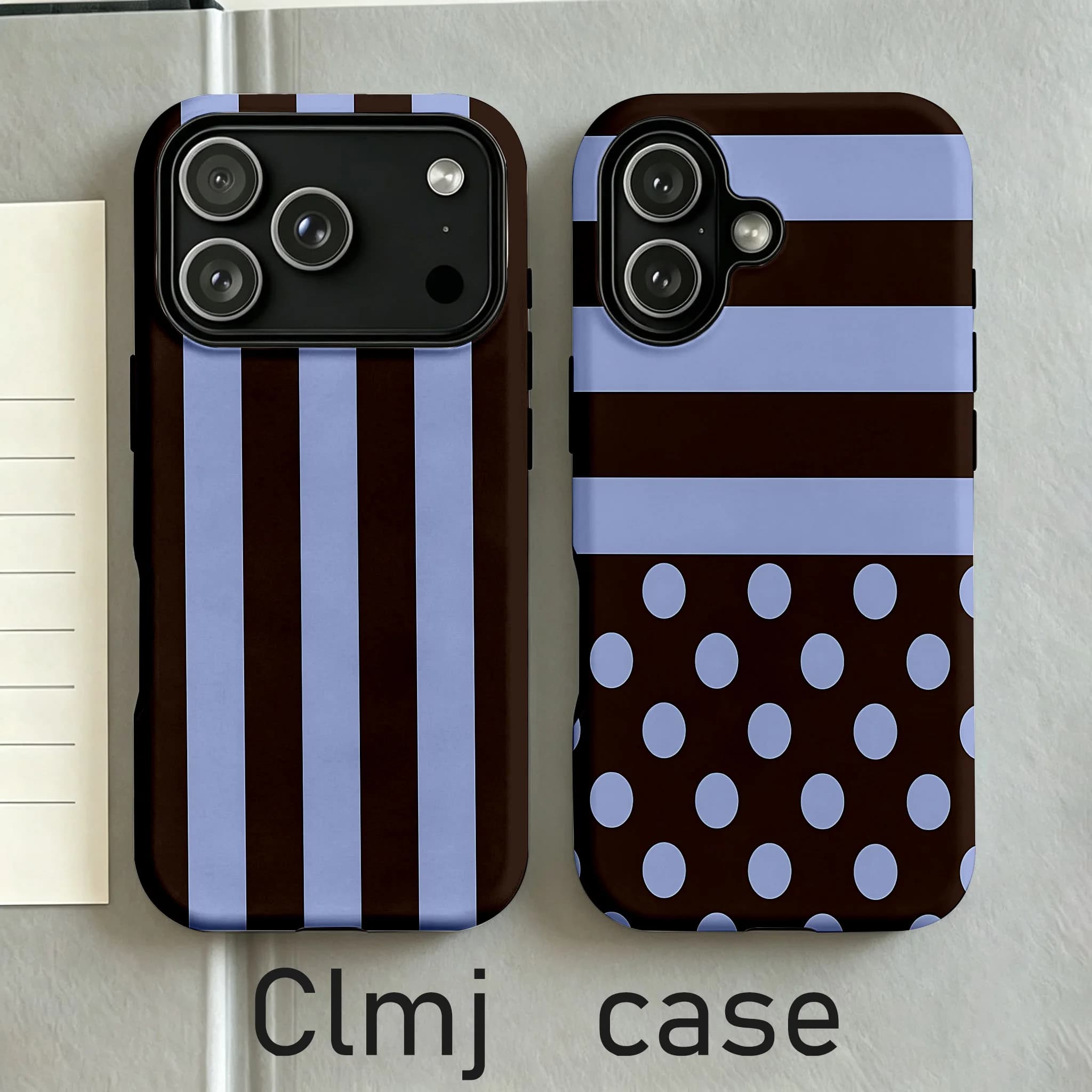Slim Contrast Stripe Phone Case for iPhone 17 17e 16e 16 15 14 13 12 11 X XS XR XSMAX 7 8 Air Pro Max Plus Double-layer Back