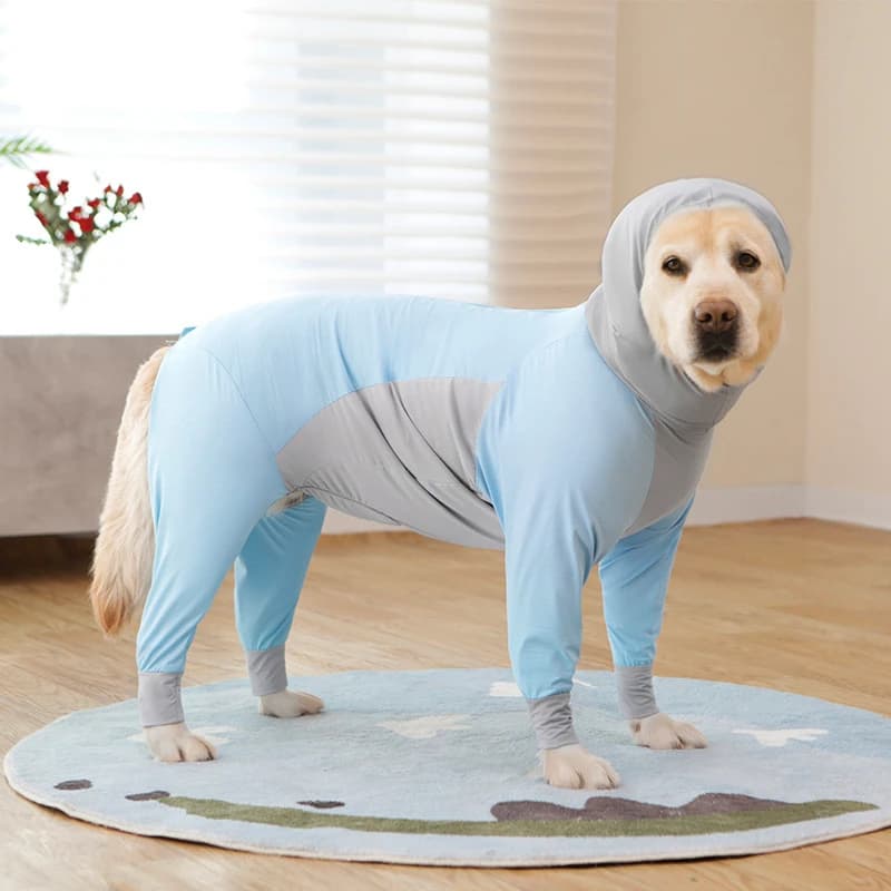 Protezione solare per cani Upf 50 Protezione solare UV Abbigliamento Manica lunga Tuta per cani fresca Protezione solare estiva Vestiti per cani Giacca con cappuccio