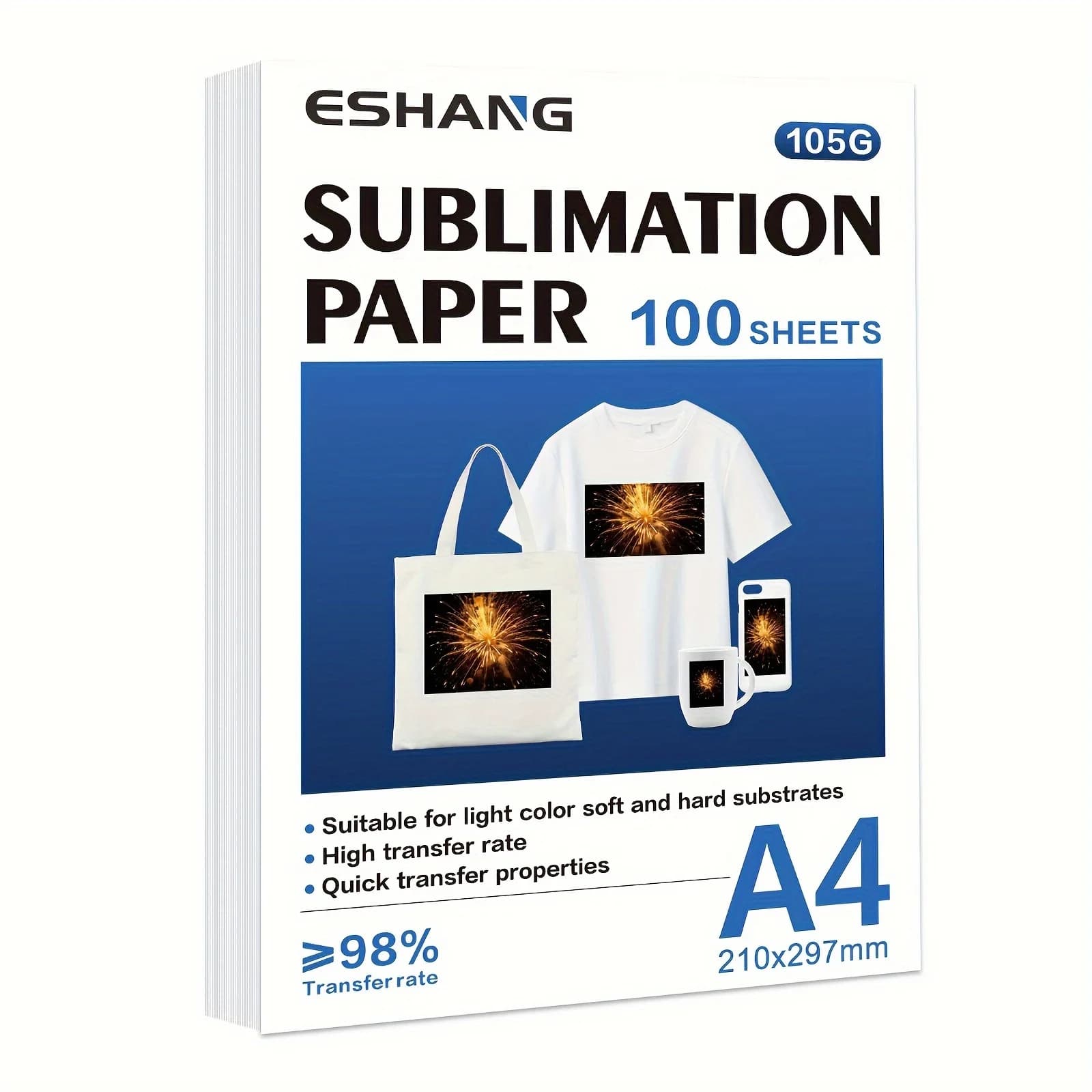 Carta per sublimazione da 100 fogli da 100 pezzi 8,3 x 11,7 pollici per qualsiasi stampante a getto d'inchiostro che abbina l'inchiostro a sublimazione