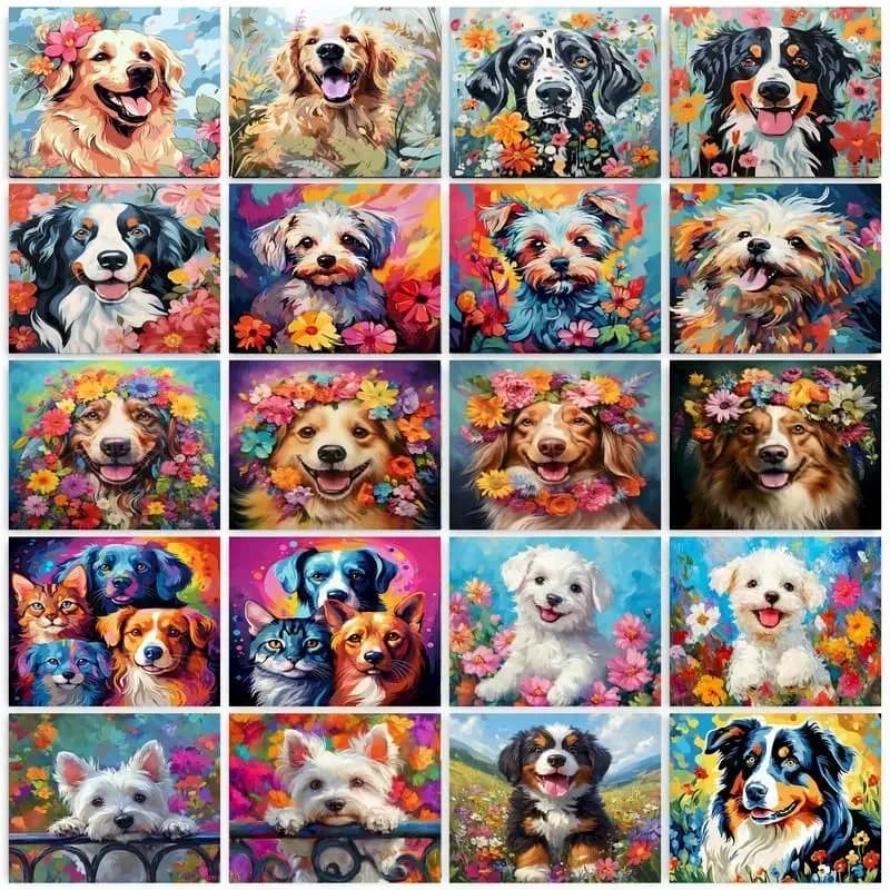 Paint By Numbers For Adults Diy Acrylic Painting Field Dog Paint By Numbers Kits On Canvas For Home Wall Decor 【frameless】