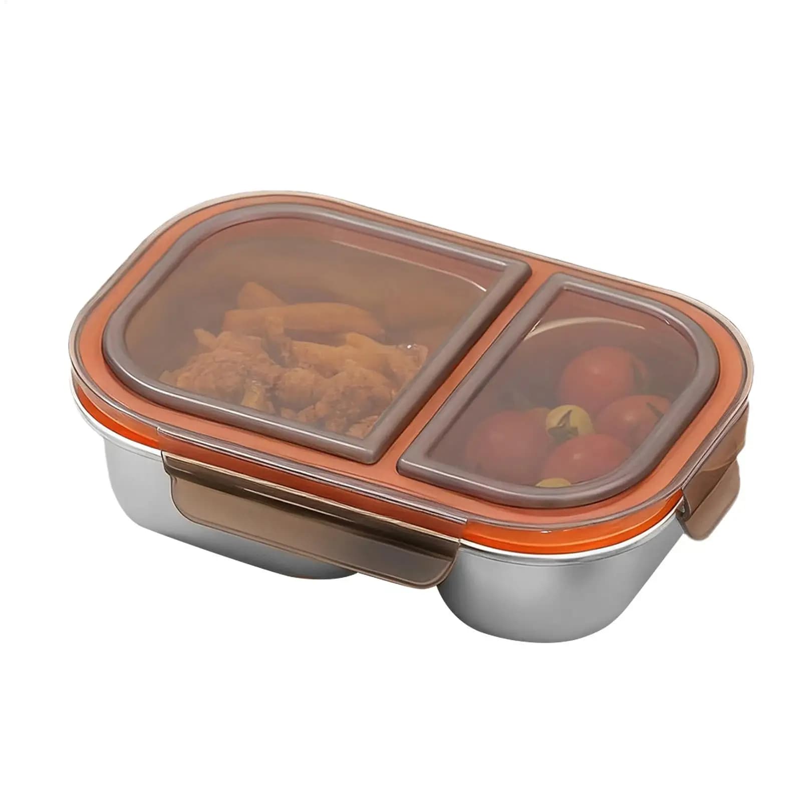 Contenitore per il pranzo da 800 ml, porta pasti a 2 scomparti, in acciaio inossidabile, per adulti, per frutta, verdura, scuola, campeggio, gite primaverili