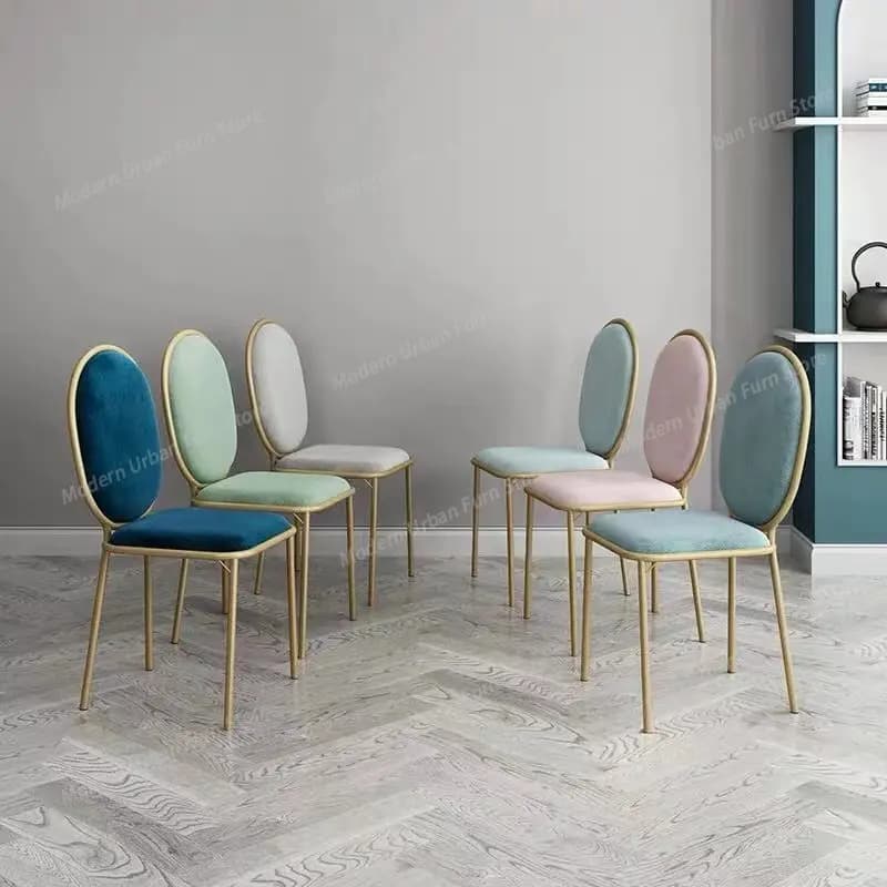 Sedie da pranzo eleganti blu nordico con gambe in metallo, sedie da pranzo moderne di design, sedie da pranzo per il relax, sedie da pranzo per feste, mobili da cucina