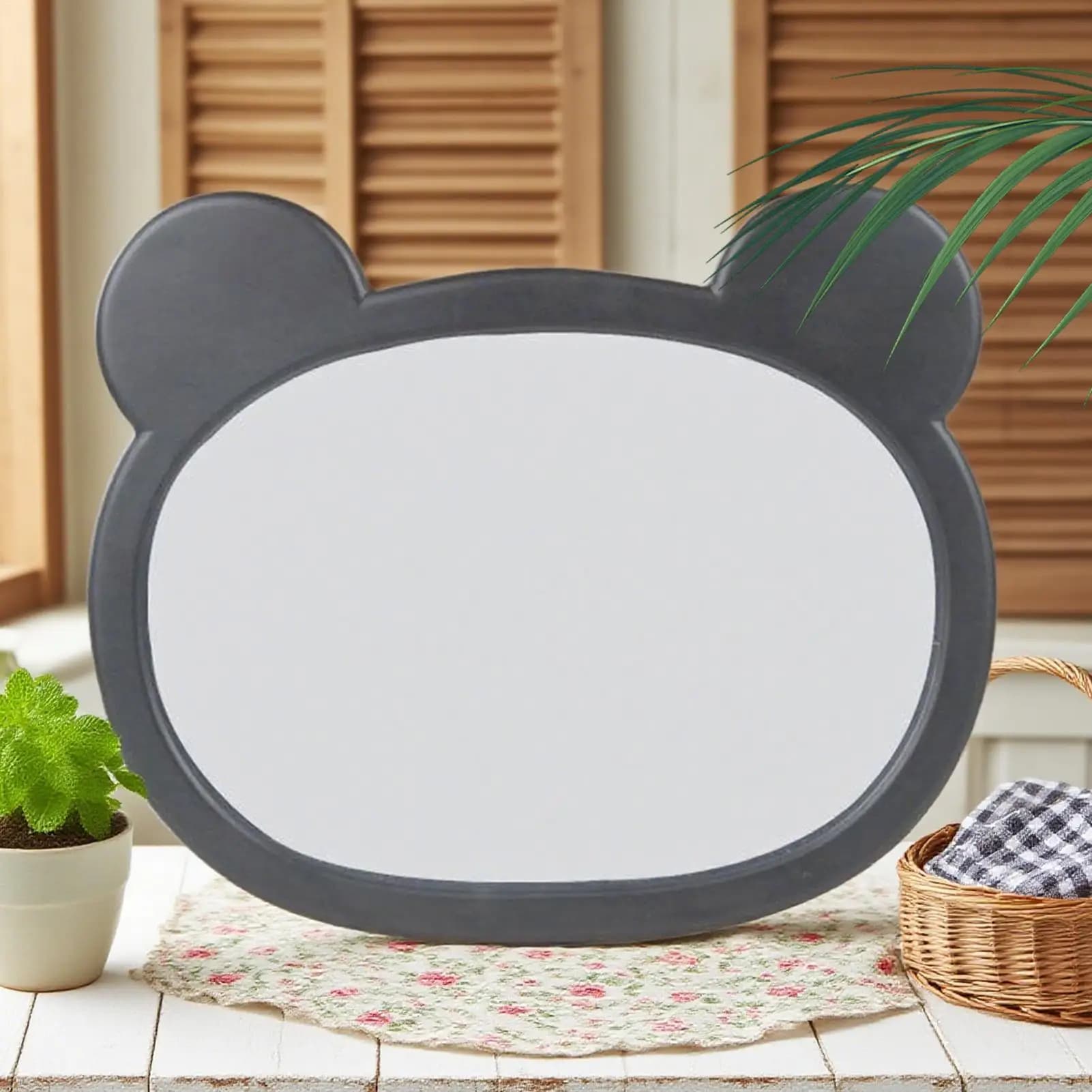 Specchio per auto per bambini Specchio posteriore girevole a 360 gradi per bambino in auto con monitor di osservazione di sicurezza con cornice per cartoni animati